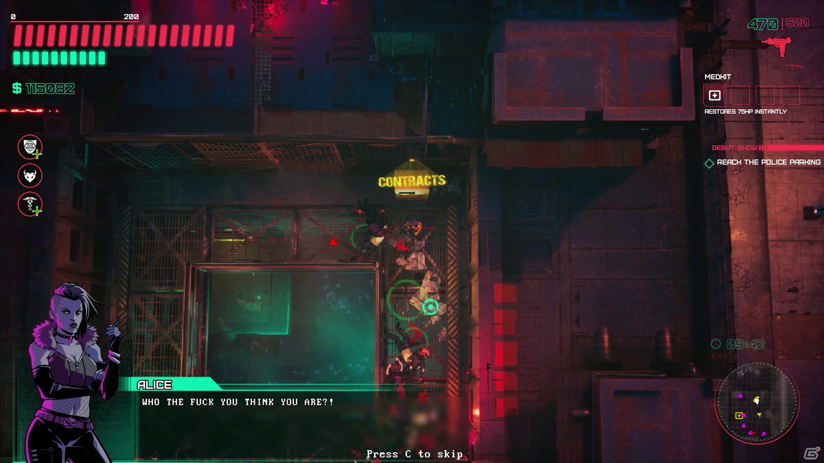 「Glitchpunk」がSteamアーリーアクセスに登場！サイバーパンクのネオン街を舞台としたトップダウンアクションの画像5
