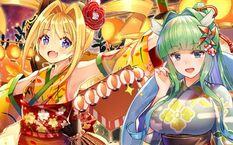 「千年戦争アイギス」に浴衣姿のレミィとクーコ、ココロが登場！「浴衣プレミアム召喚」が開催