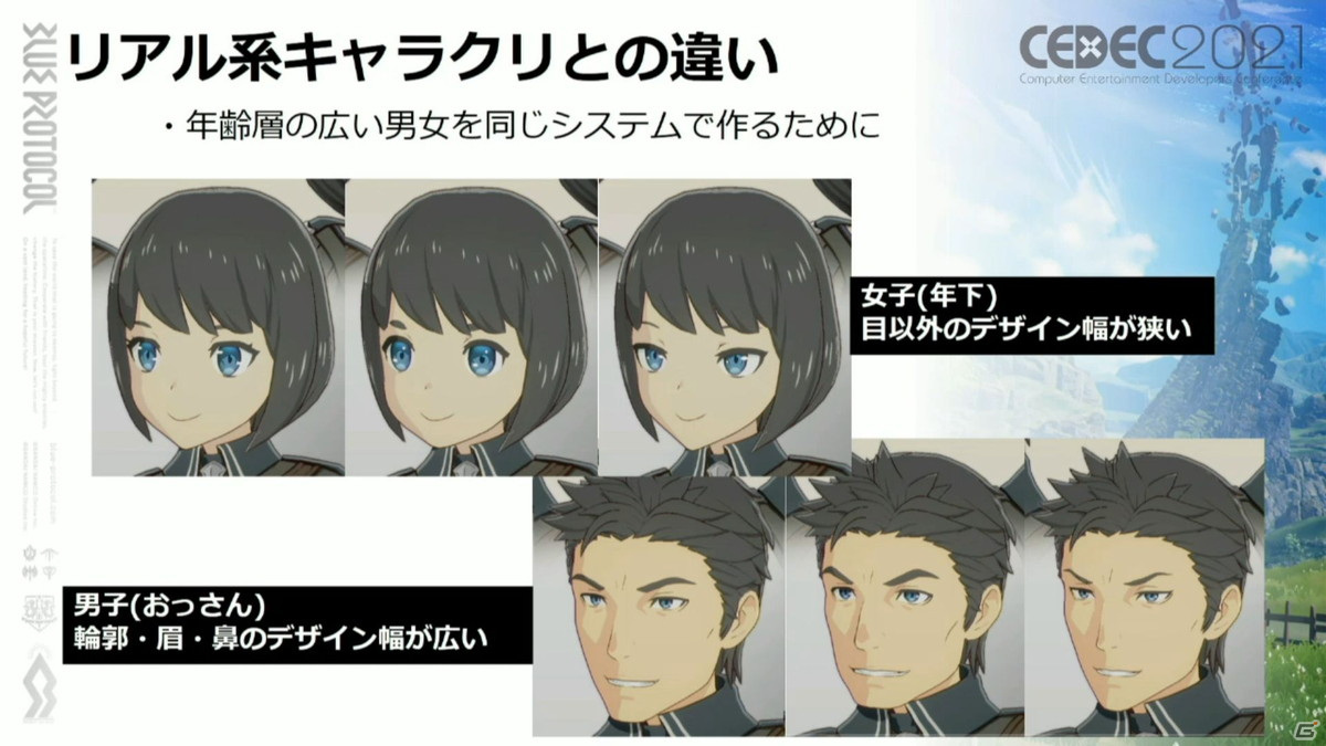 ホクロの位置は古今東西のアニメキャラを参考に――「BLUE PROTOCOL」こだわりのキャラクリ制作を紹介【CEDEC2021】の画像30