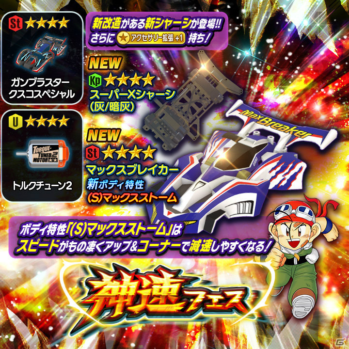 「ミニ四駆 超速グランプリ」400万DL突破記念ログインボーナスが実施！一文字豪樹の「マックスブレイカー」が神速フェスに登場の画像2
