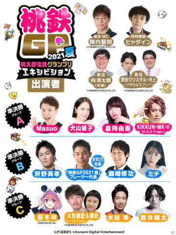 「桃鉄GP 2021夏 エキシビションマッチ」笹木咲さん、蒼井翔太さんら6名が参戦決定！組み合わせも発表の画像2