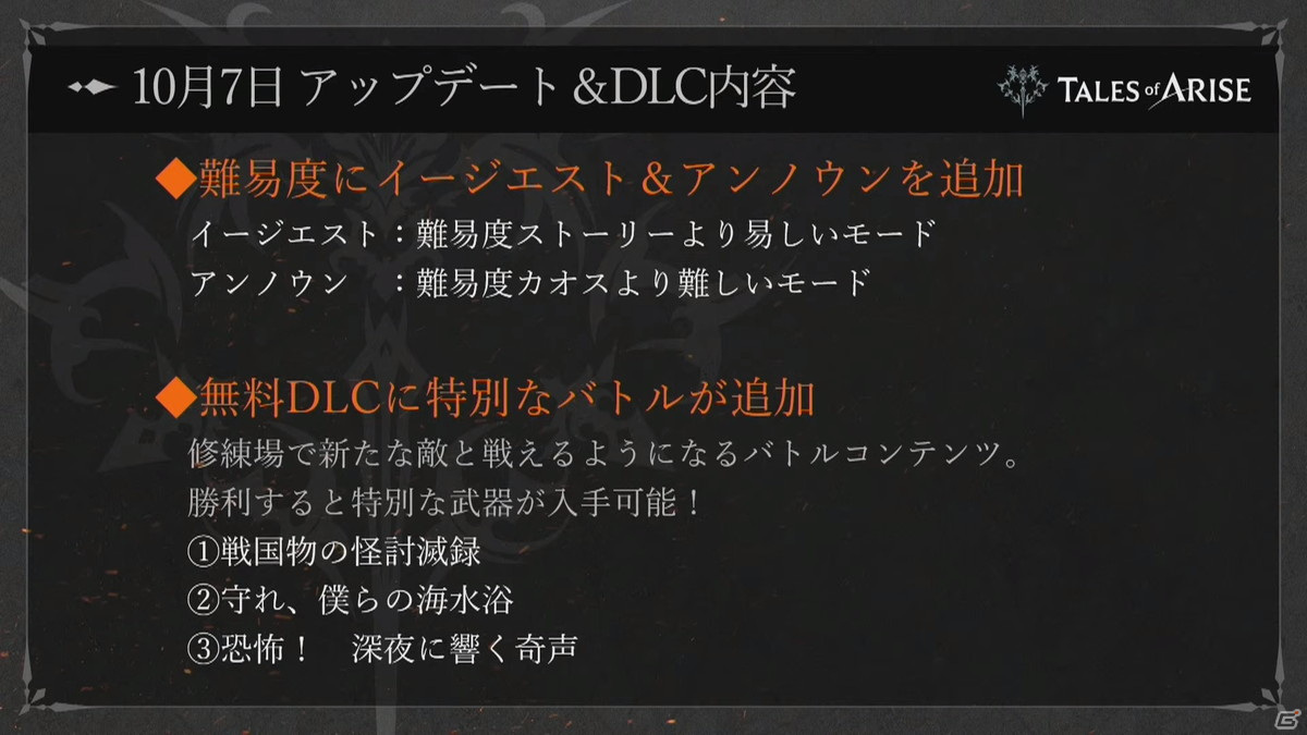 「テイルズ オブ アライズ」10月7日に「SAOAL」とのコラボDLCが登場！難易度追加のアップデート＆無料DLC配信も【TGS2021】の画像2