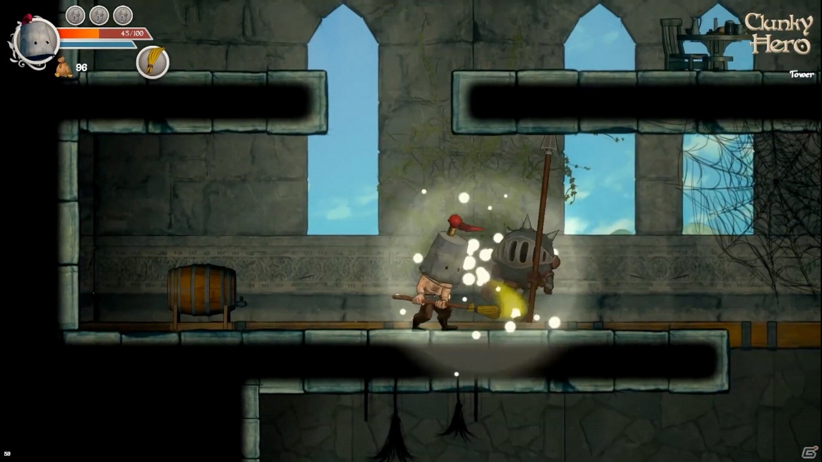 「クランキー・ヒーロー」のデモ版がSteamで配信！バケツ兜の主人公・ルーファスを操るコミカル・アクションRPGの画像2