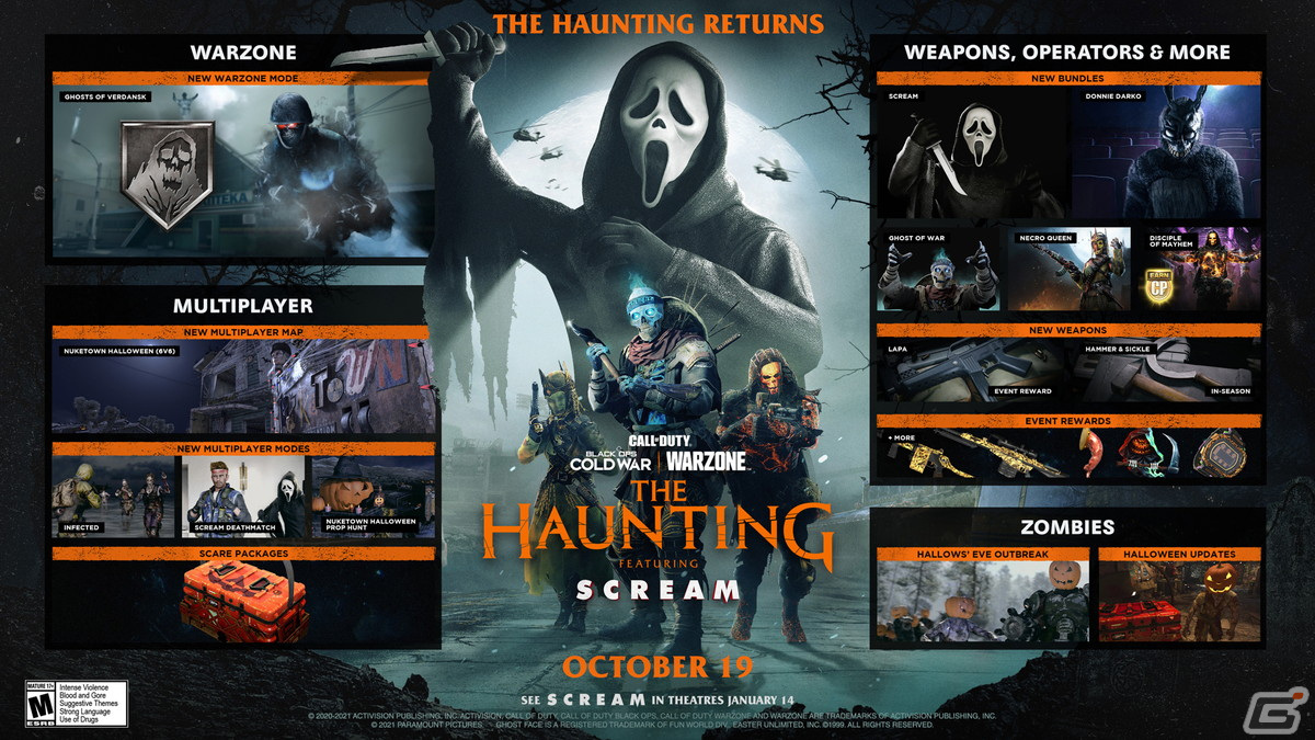 「Call of Duty: Black Ops Cold War」と「Call of Duty: WARZONE」にてホラー映画「スクリーム」とコラボしたハロウィンイベントが開催中！の画像1