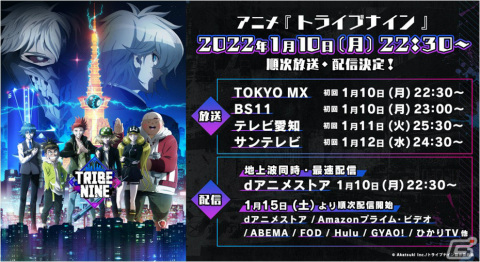 アニメ「トライブナイン」は2022年1月10日22時30分より順次放送・配信開始！オンエア情報が公開の画像1