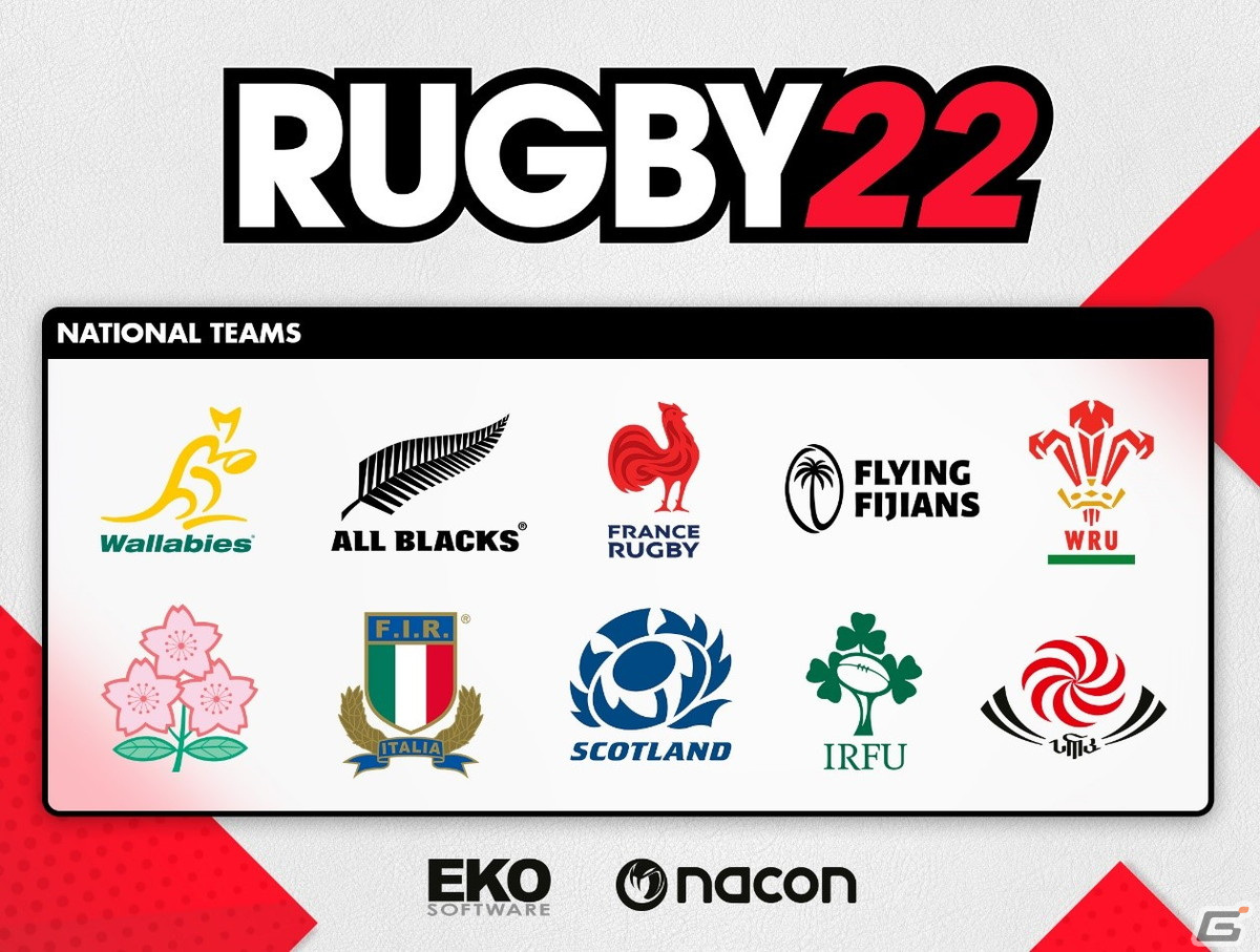 「RUGBY22」オールブラックスやワラビーズ、ブレイブブロッサムズなど収録ナショナルチーム全10チームが発表！の画像1