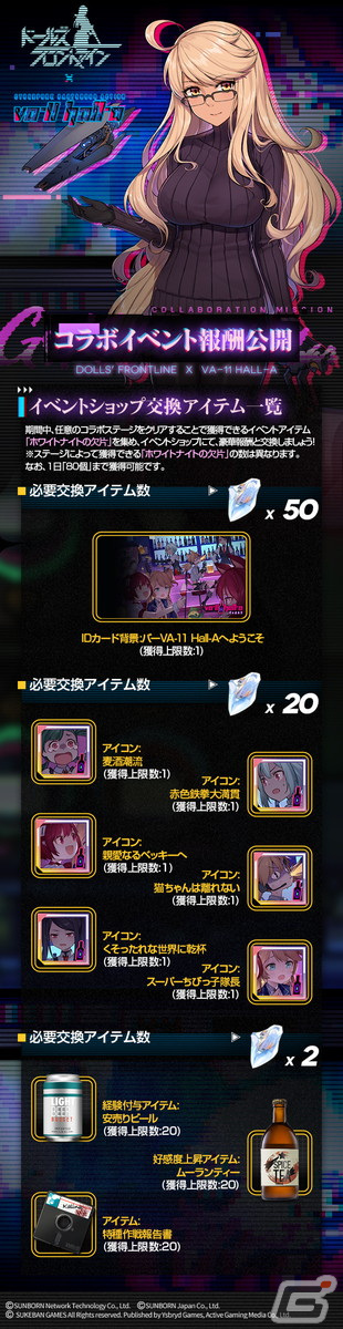 「ドールズフロントライン」にて「VA-11 Hall-A」との復刻コラボが開催！「捕獲作戦」には新たな区域と鉄血「ドリーマー」が登場の画像11