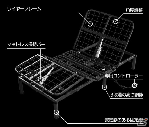 Bauhutteの「電動ゲーミングベッド」が発売！背中と足のリクライニングが別々に可動する2モーター式の画像5