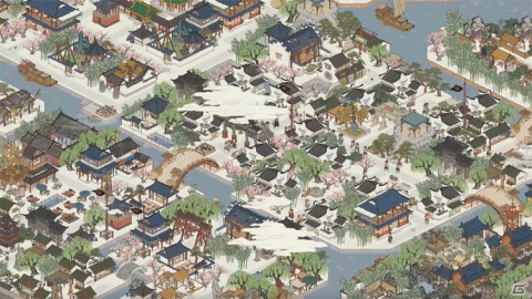 iOS/Android「水都百景録～癒しの物語と町づくり」が配信開始！水墨画風の世界で町づくりを楽しめる経営シミュレーションの画像2