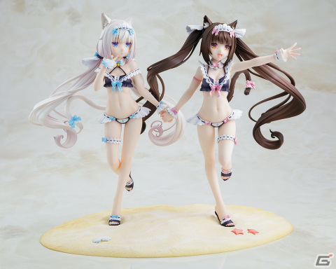 「ネコぱら」よりショコラ/バニラ メイド水着ver.フィギュアが登場！2体セットでは特製台座と手つなぎパーツが付属の画像12
