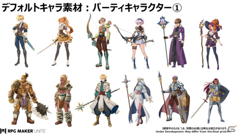 「RPG Maker Unite」に収録される合計70体分のパーティメンバー＆NPCの全身絵素材が公開！の画像1
