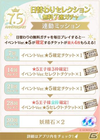 「夢王国と眠れる100人の王子様」7.5周年記念キャンペーンが開催！推し王子様が出迎えてくれるログインボーナスなどが実施の画像4