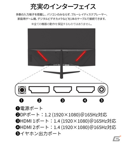 JAPANNEXTが27インチVAパネルを搭載し165Hzに対応した対応ゲーミングモニター「JN-27VG165FHDR」を発売の画像5
