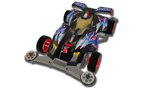 「ミニ四駆 超速グランプリ」鷹羽リョウが使用する3代目トライダガー「ライジングトリガー」が神速フェスに登場！