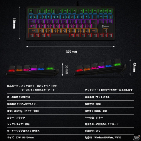 赤軸・日本語配列ゲーミングキーボードiClever「G01」のセールが実施―Amazonで本日までの画像2