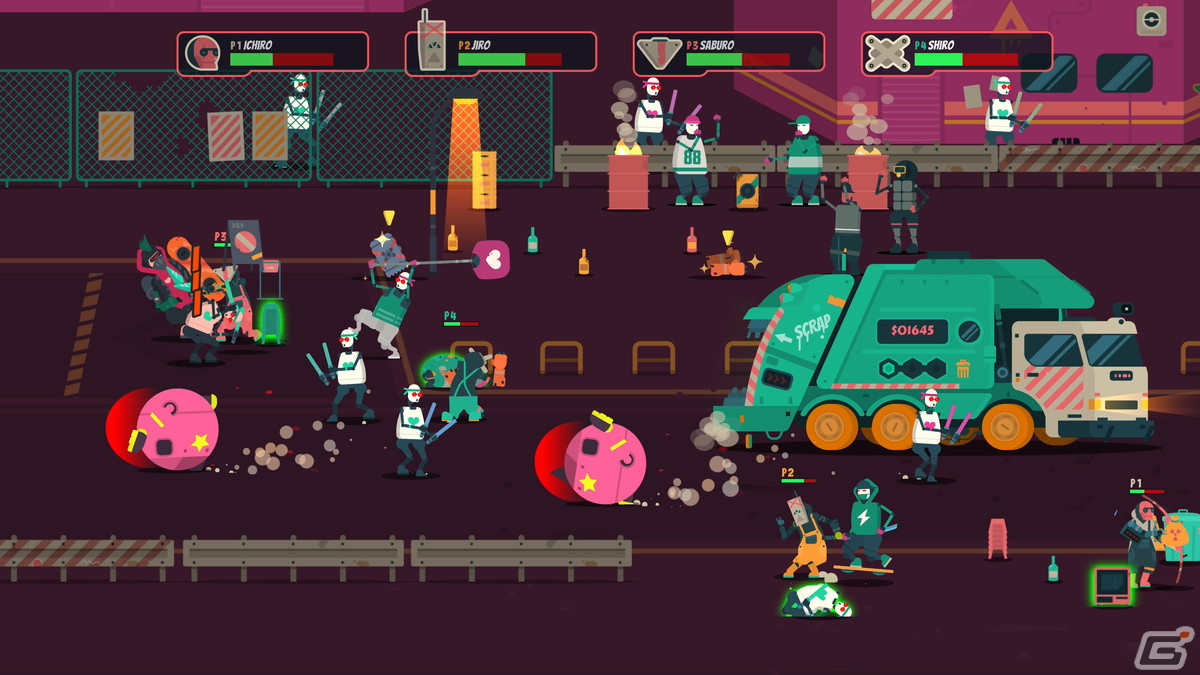 協力してゴミを回収するベルトスクロールACT「PixelJunk Scrappers Deluxe」の体験版がSteam Next Festにて配信中！の画像5
