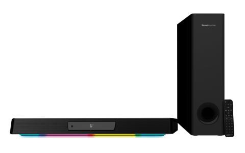 クリエイティブメディア、PCやコンソール機のサウンドをRGBライティングで彩るゲーミングサウンドバー「Sound Blaster Katana V2X」を発売
