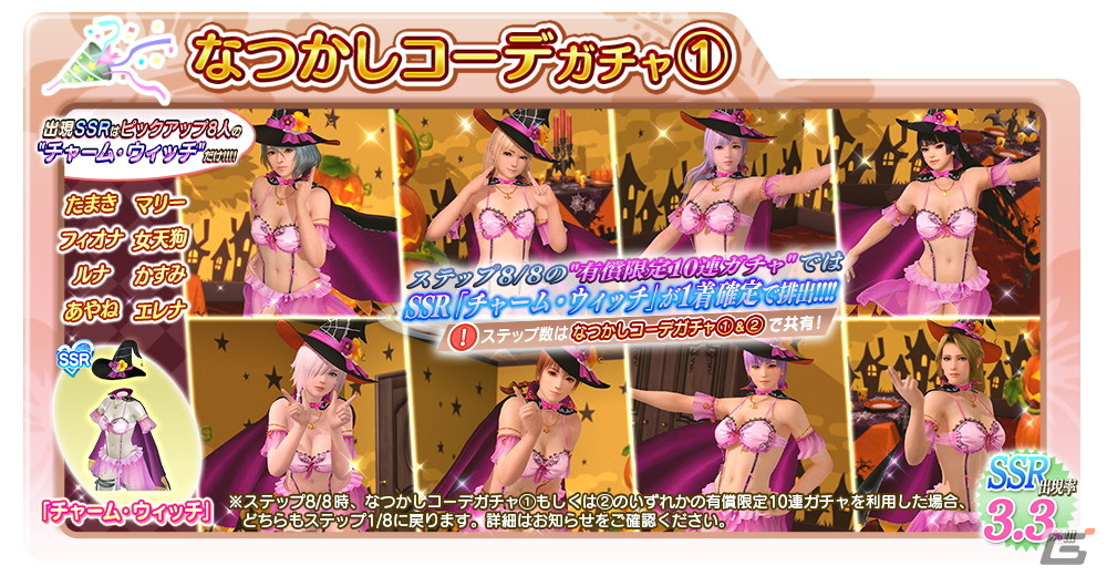 「DEAD OR ALIVE XVV」にてなつかしコーデガチャが最大70連無料のハロウィンキャンペーン第1弾が開始！の画像4