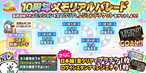 「にゃんこ大戦争」10周年記念のイベント第1弾＆10周年記念レアガチャが開催！ネコカン1,000個以上が必ず当たる「にゃんこスロット」もの画像2