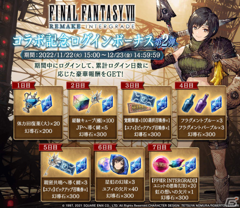「FFBE幻影戦争」に「ファイナルファンタジーVII リメイク インターグレード」とのコラボユニット・ユフィが登場！の画像8