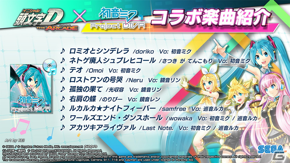 頭文字 D THE ARCADE」と「初音ミク -Project DIVA-」のコラボが開催