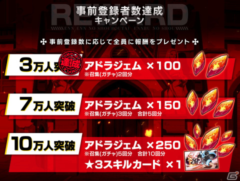 「炎炎ノ消防隊 炎舞ノ章」事前登録数が3万人を突破！ガチャ2回分のアドラジェム×100が配布決定の画像2
