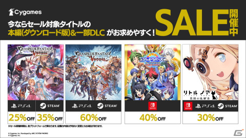 「グランブルーファンタジー ヴァーサス」や「リトル ノア」などCygamesのコンシューマータイトルセールが開催！の画像1