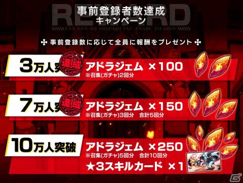 「炎炎ノ消防隊 炎舞ノ章」の事前登録者数が7万人を突破！ガチャ5回分になるアドラジェムの配布が決定の画像2