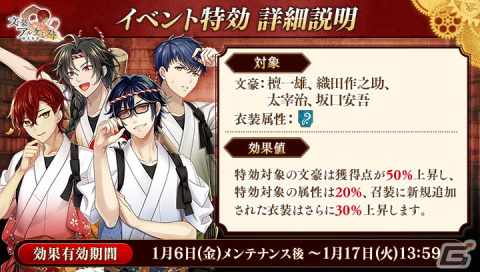 「文豪とアルケミスト」で坂口安吾の限定衣装などを獲得できる調査任務「無頼派たちの 寝正月よもやま話」が開催中！の画像2
