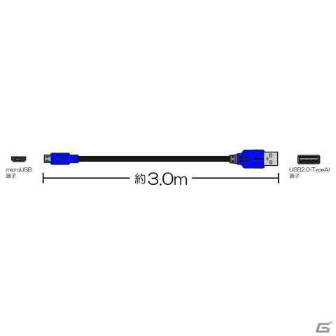 「PS4コントローラ/PS Vita2000用USBロング充電ケーブル」が2月16日に発売！ケーブル長約3mでスマホやモバイルバッテリーにも対応の画像2