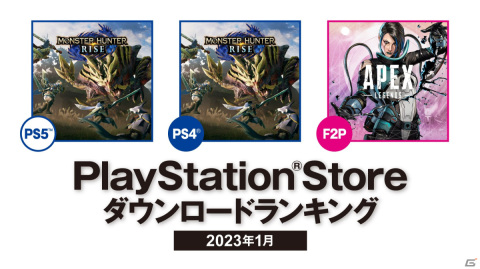 2023年1月のPS Storeダウンロードランキングが発表！PS5/PS4共に1位は「モンスターハンターライズ」にの画像1