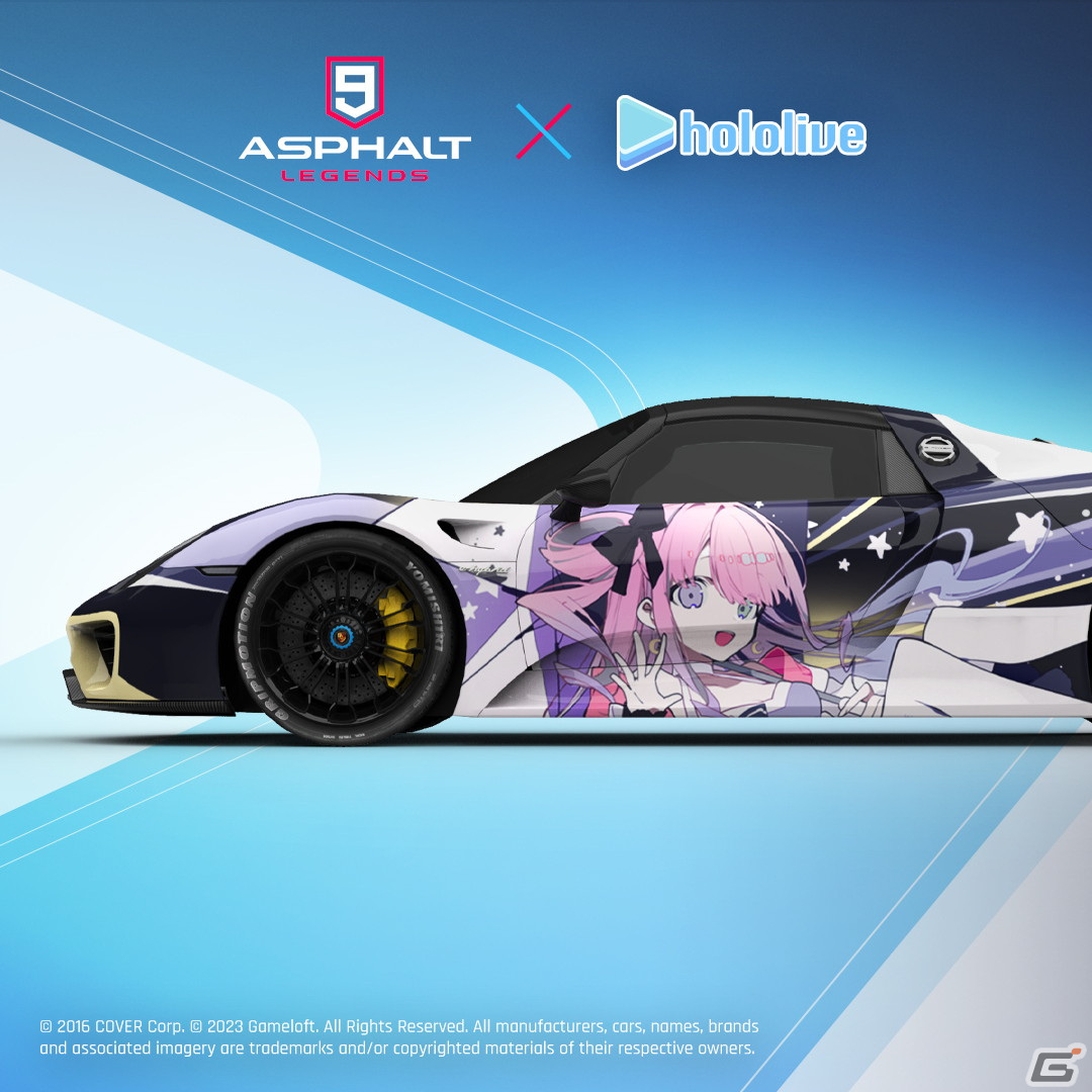 「アスファルト9：Legends」ホロライブ所属のさくらみこさん＆姫森ルーナさんとのコラボが開催！レースクイーン衣装の2人をデザインしたデカールもの画像3