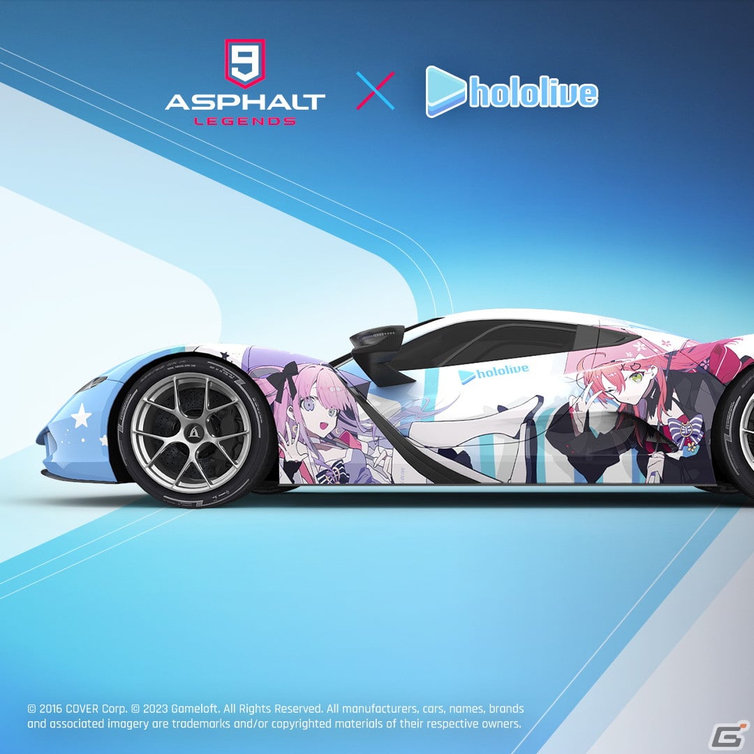 「アスファルト9：Legends」ホロライブ所属のさくらみこさん＆姫森ルーナさんとのコラボが開催！レースクイーン衣装の2人をデザインしたデカールもの画像4