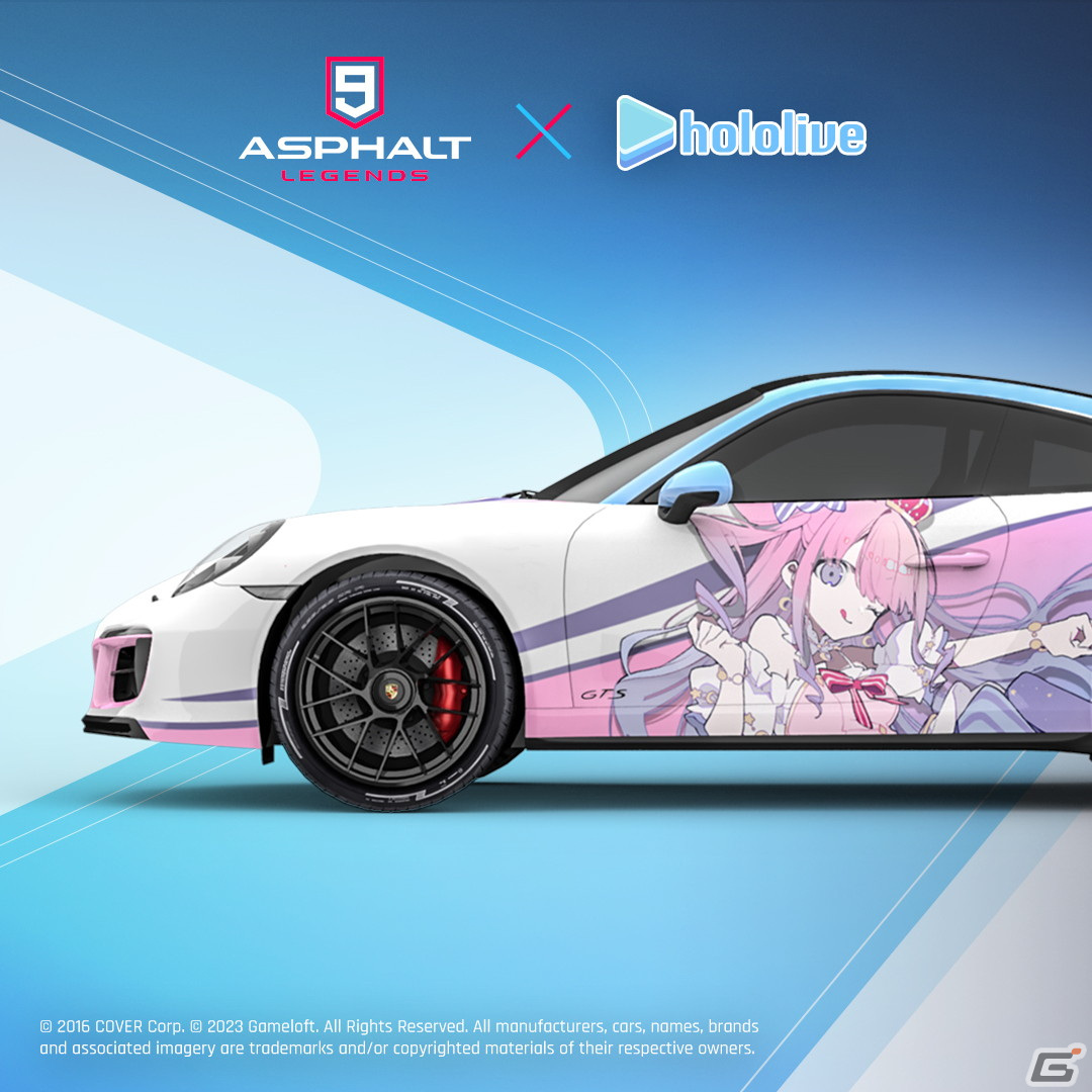 「アスファルト9：Legends」ホロライブ所属のさくらみこさん＆姫森ルーナさんとのコラボが開催！レースクイーン衣装の2人をデザインしたデカールもの画像5