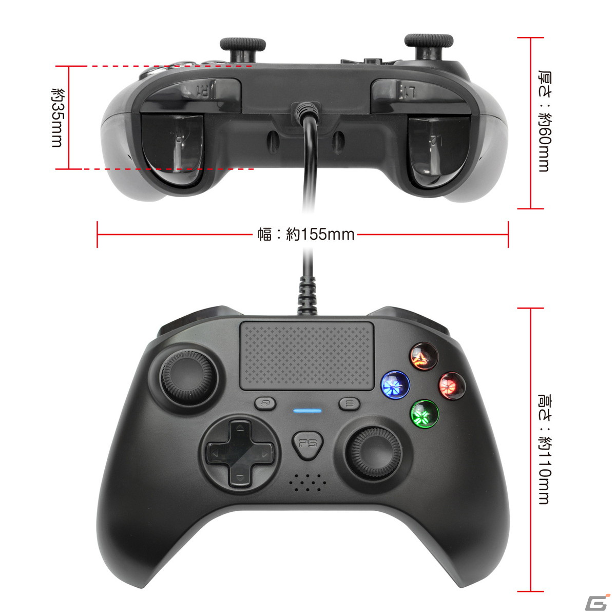 PS4/PC向けコントローラー「シンプルバトルパッド4」が3月23日に発売！左右スティックの非対象配置で6軸ジャイロセンサーなども内蔵の画像8