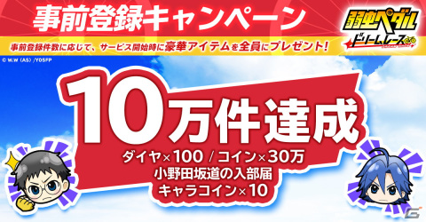 「弱虫ペダル ドリームレース」の事前登録が10万件を達成！ティザーPVもお披露目の画像1
