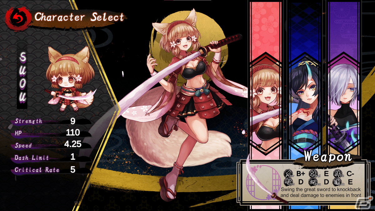 武器と遺物を組み合わせて戦うローグライクACT「SAMURAI Survivor -戦姫当千-」がSteamにて配信！の画像3