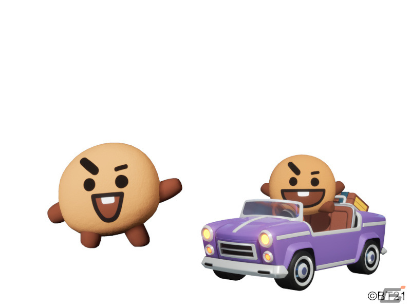 カートライダー ドリフト」にユニバースター「BT21」のキャラクターが