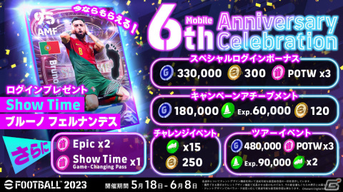 「eFootball 2023」Show Timeのブルーノ フェルナンデス選手が配布!モバイル版6周年を記念したキャンペーンが実施の画像2