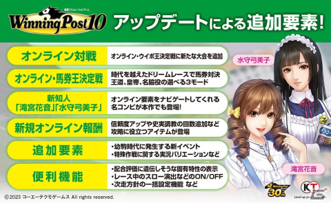 「Winning Post 10」にオンライン対戦や新たな知人として滝宮花音・水守弓美子が追加されるアップデートが配信開始！の画像1