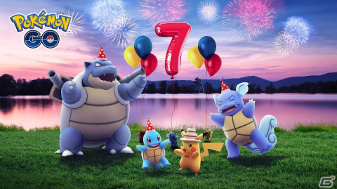 「Pokémon GO」の7周年記念イベントが7月6日より開催！パーティーハットをかぶったカメールやカメックスが登場の画像1