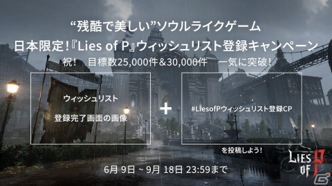 「Lies of P」ウィッシュリスト登録キャンペーンの対象にPS5/PS4が追加―登録件数は37,000件を突破の画像2