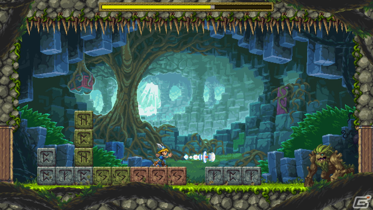 16ビットで描かれた北欧神話の世界を舞台にしたプラットフォーム・ゲーム「タイニー・ソー」がSwitchで配信開始！の画像13