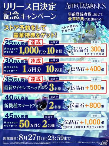 「アスタータタリクス」事前登録者数が35万人を突破！リリース直前生放送も8月24日に配信の画像2