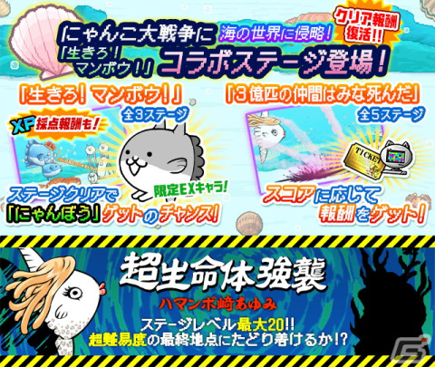 「にゃんこ大戦争」が「生きろ！マンボウ！」とコラボ！マンボ王や厨房マンボウ、コラボステージ「ハマンボ崎あゆみ 強襲！」が登場の画像3
