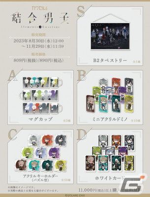 「結合男子」初のオンラインくじが販売開始！キービジュアルのB2タペストリーや描き起こしミニキャライラストグッズが登場の画像2