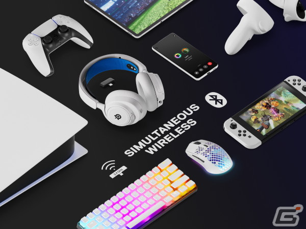 白色ゲーミングヘッドセット「Arctis Nova 7P White」が発表！2.4GhzワイヤレスとBluetoothの同時接続に対応の画像2
