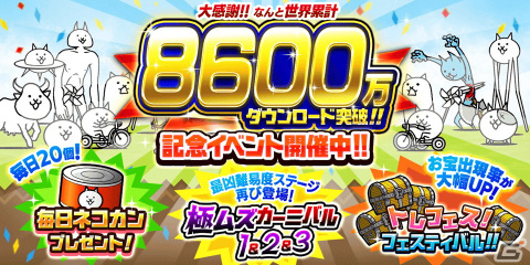 「にゃんこ大戦争」で「熱血硬派くにおくん」コラボイベント＆8600万ダウンロード突破記念イベントが開催！の画像6