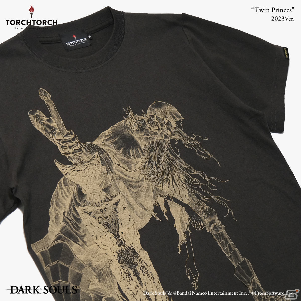 TORCH TORCH×「ダークソウル」8bitの篝火のTシャツ＆双王子ローリアンとロスリックのTシャツの2023年版がWeb通販で一般販売！の画像13