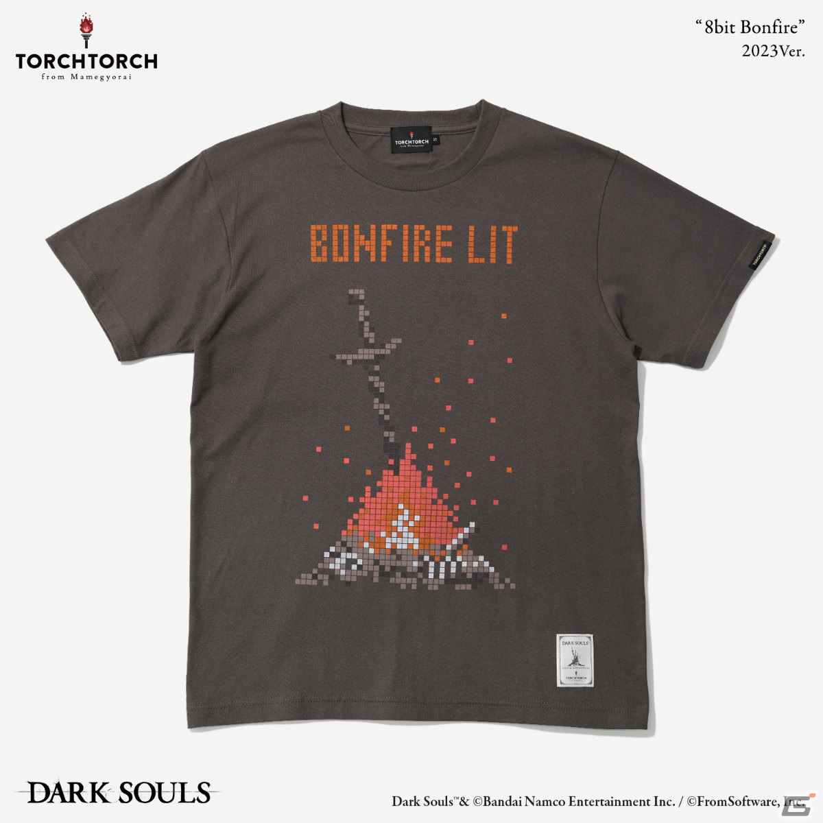 TORCH TORCH×「ダークソウル」8bitの篝火のTシャツ＆双王子ローリアンとロスリックのTシャツの2023年版がWeb通販で一般販売！の画像3